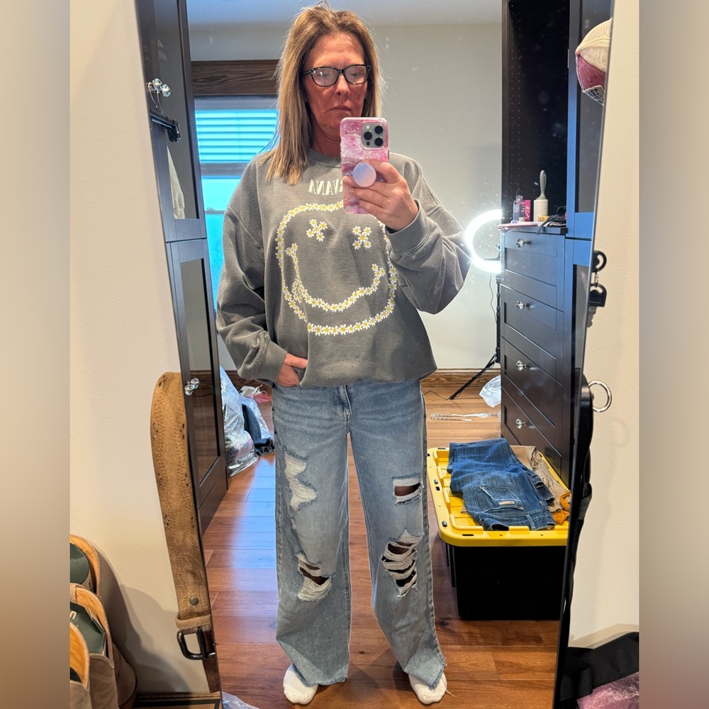 SO 90’s WIDE LEG SUPER HIGH RISE JEANS - Picture 1 of 11